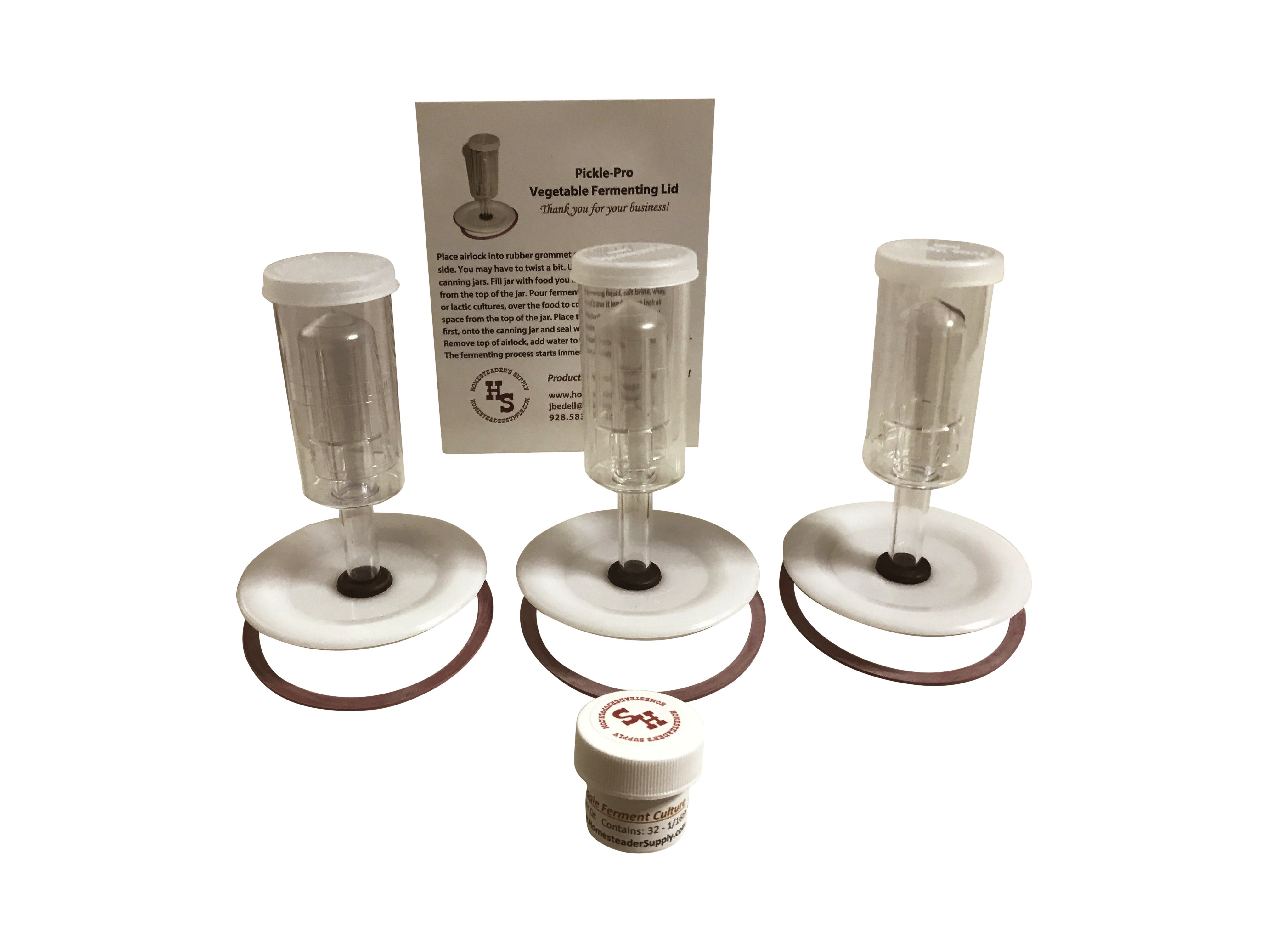 Pickle-Pro Fermenting Lid Set of 3 - Wide with Starter Culture